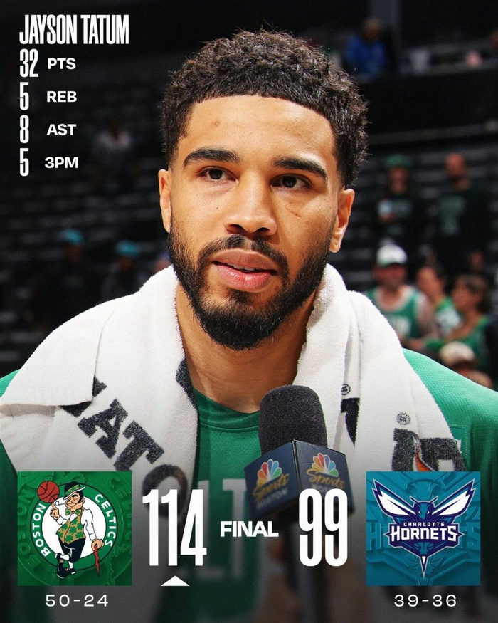 凯尔特人客场大胜黄蜂锁定季后赛席位 队史首现