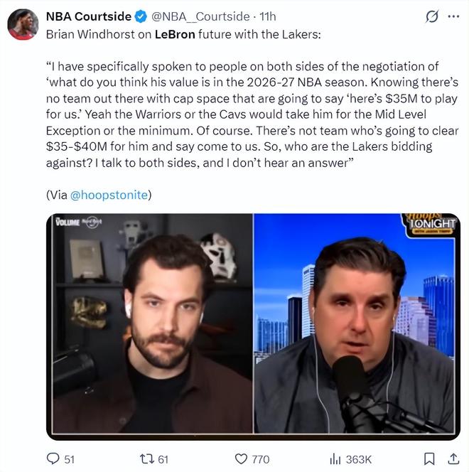 勒布朗-詹姆斯未来选择引热议 湖人备战火箭挑战